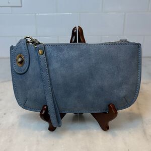 Joy Susan Crossbody Suede Vegan Wristlet Clutch handbag purse pocketbook minibag